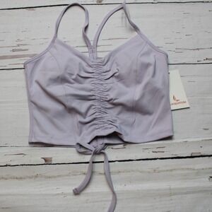 Leapstride Womens Ruched Active Crop Top Lavander Size S Yoga Tank